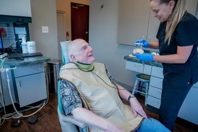 patient receiving dental x-rays at Brilliant Smiles in Austin, TX
